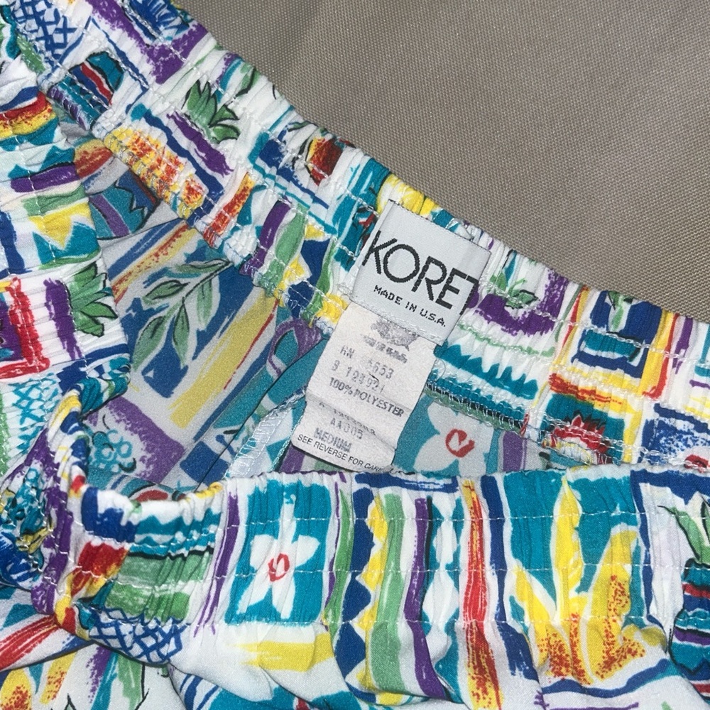 80s Floral Patchwork Colorful Patterned Bermuda S… - image 4